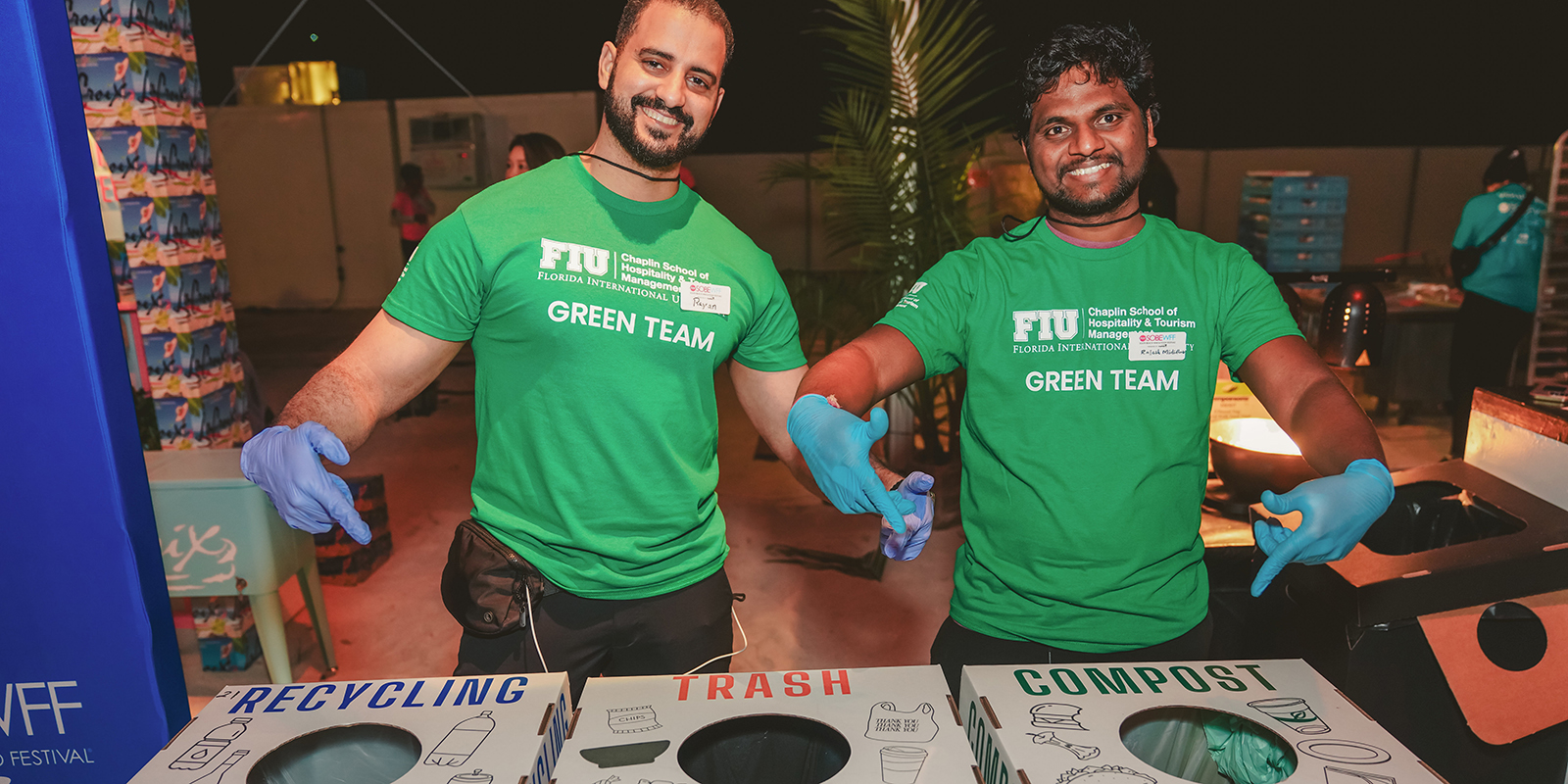 FIU green team members recycling materials